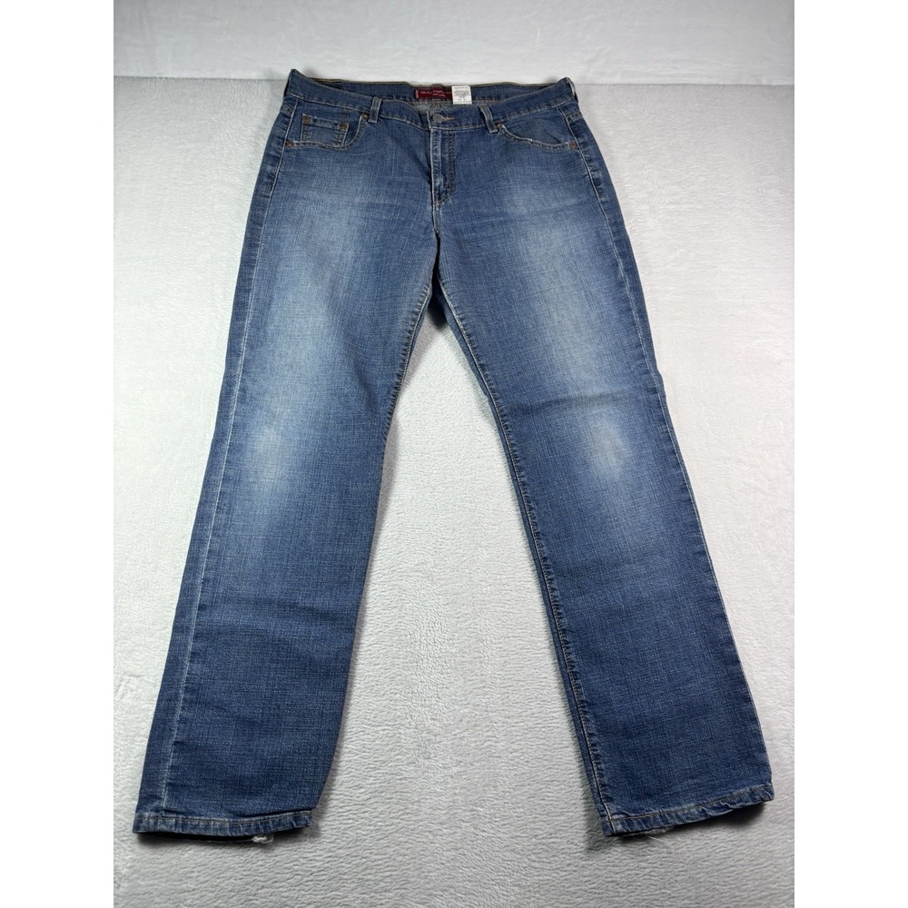 Levis 505 Jeans Womens 14 Medium Wash Low Rise Straight Leg Stretch Denim